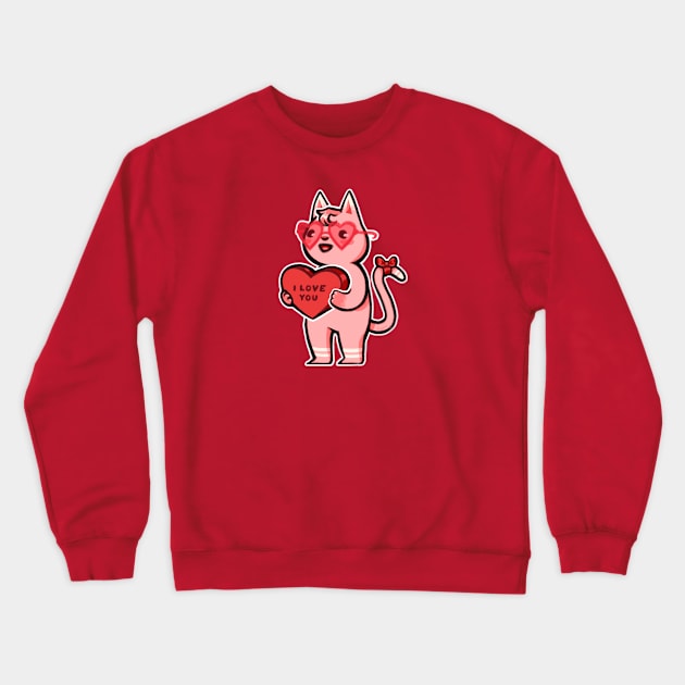 Valentine Kitty Crewneck Sweatshirt by ohlain